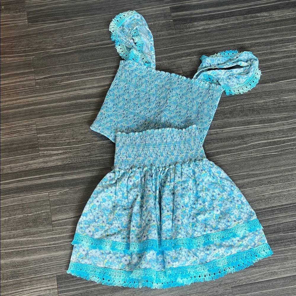 Peixoto Sky Blue Floral Top and Skirt Set